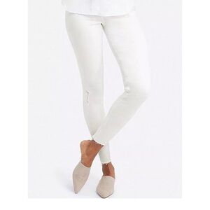 Spanx Women’s White Ankle Distressed Skinny Jeans Tummy - Shaping High Waist